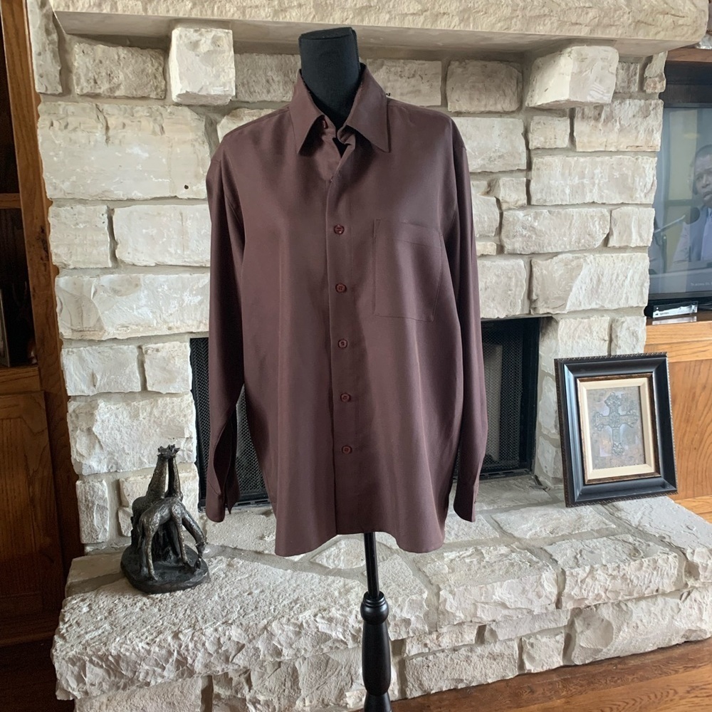 Quick reflex‎ Brown Mens Button Down Shirt
